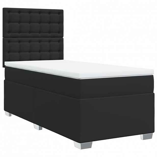 vidaXL Box spring postel s matrací černá 90x200 cm umělá kůže