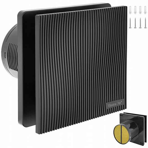Koupelnový Ventilátor Mission Air Linea 150H+T Černý Higrostat Timer Klapka