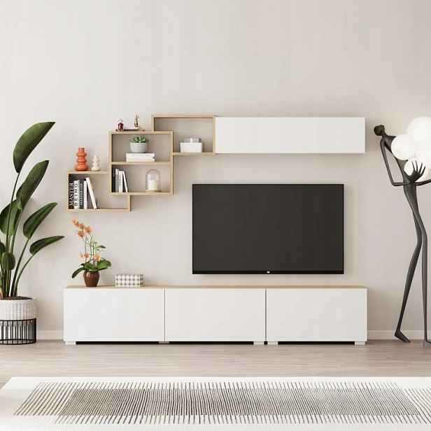 Moderní Tv stěna Houseland Free du safírový/bílá