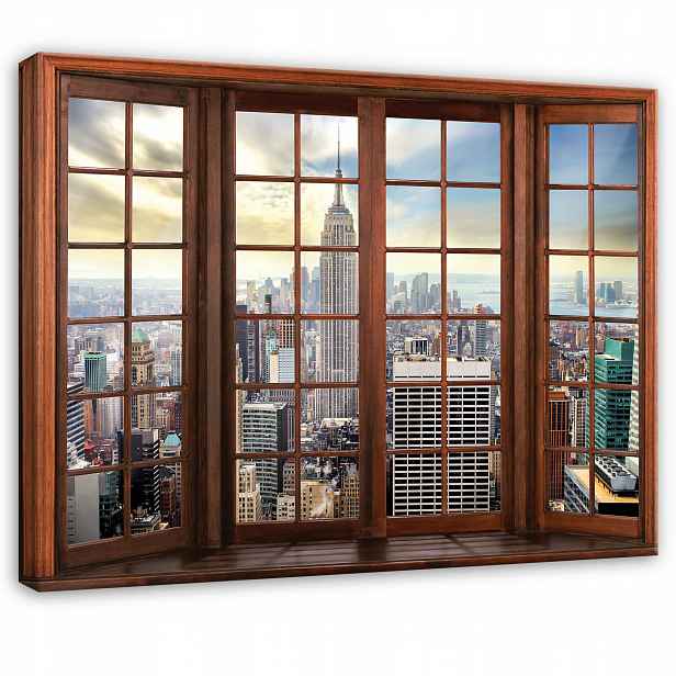 Obraz Bronzové Okno 3D Město New York Do Předsíně Kanceláře Moderní 100x70