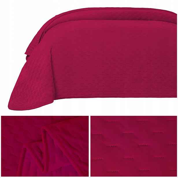 Přikrývka na postel gaučová 170x210 Pikovaná lisovaná Velurová Tommaso Fuchsiová