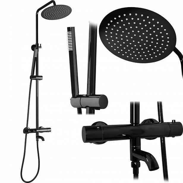 Sprchový set s baterií 150mm Lungo černý metalický (REA-P8763) /ka/