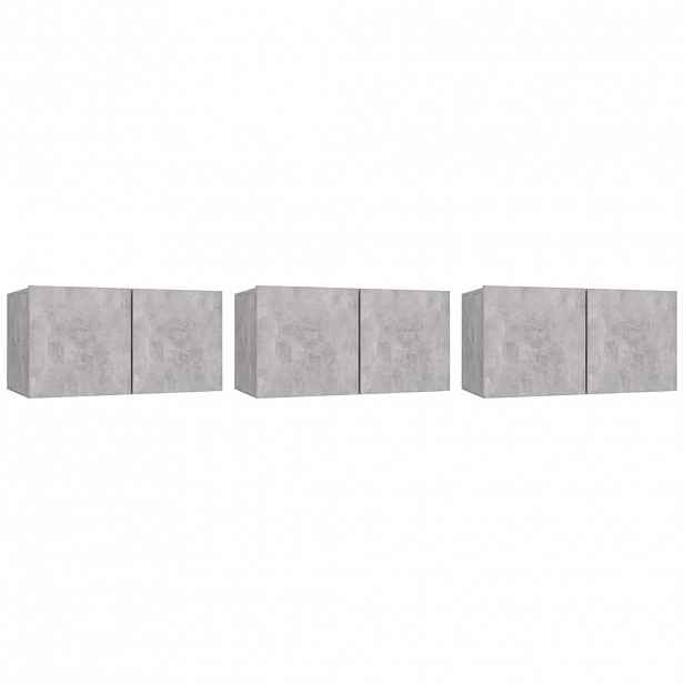 vidaXL Závěsné TV skříňky 3 ks betonově šedé 60x30x30 cm