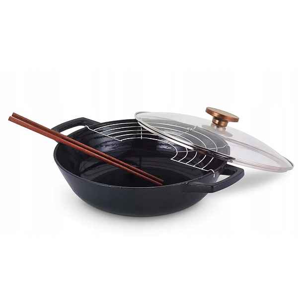 Wok Beka pánev Nori litinová 30 cm s roštem