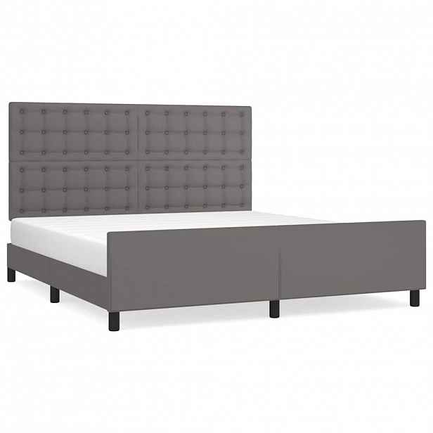 vidaXL Rám postele s čelem šedý 160x200 cm umělá kůže