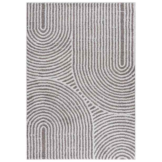 Koberec do obývacího pokoje béžový 140x200 cm, geometrické oblouky, moderní, měkký