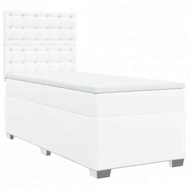 vidaXL Box spring postel s matrací bílá 90x200 cm umělá kůže