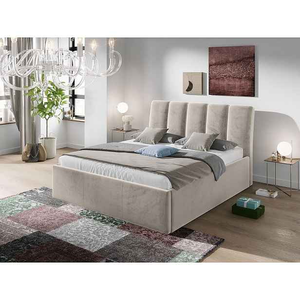 Čalouněná manželská postel 160x200 TRALEE - světlá šedá