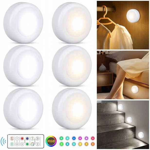 Rgb Led bezpřevodová světla s dálkovým ovládáním Osvětlení skříněk Noční světla 6 Ks