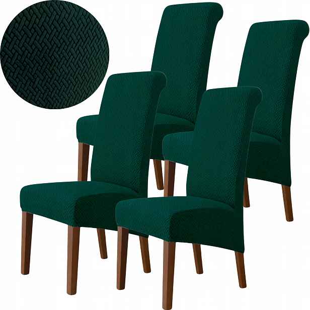 4X Potah Na Židli Žakár Jedle Premium Elastický Oeko-tex Zelený