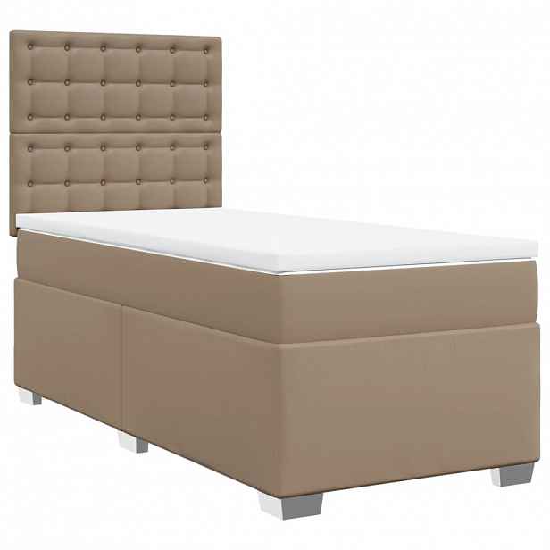 vidaXL Box spring postel s matrací cappuccino 90x200 cm umělá kůže