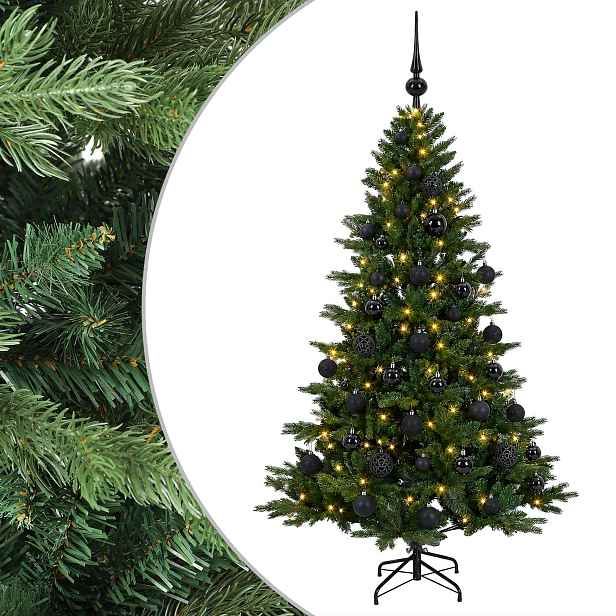 vidaXL Umělý vánoční stromek s vánočními koulemi 150 cm 150 LED