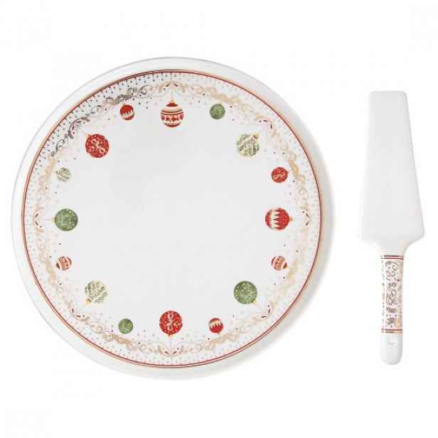 Dortový talíř a servírovací sada, porcelán, 32 cm, "Christmas Eve" - ​