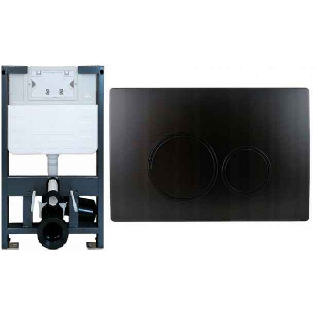 Podomítkový Wc rám AquaTech nízký 82 cm tlačítko Dopio 2 černá matná rohož