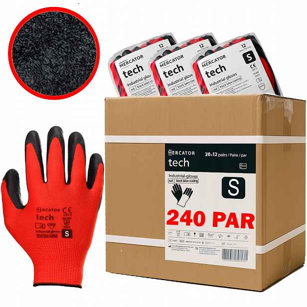 Pracovní Rukavice Latex Tech Pohodlná Zahrada Red+black velikost S 240 Párů