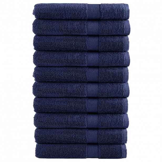 vidaXL Prémiové ručníky SOLUND 10 ks tmavě modré 100x200 cm 600 g/m²