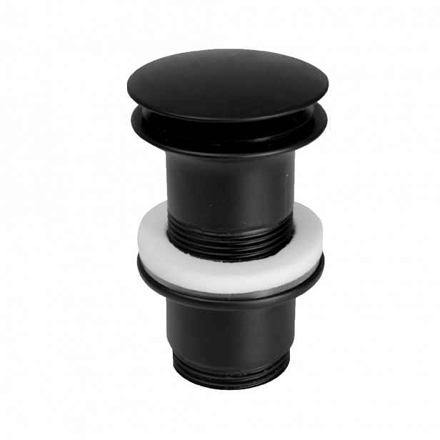 Zátka klik klak italská pro umyvadlo 1 1/4″ push open bez přepadu H62 černá