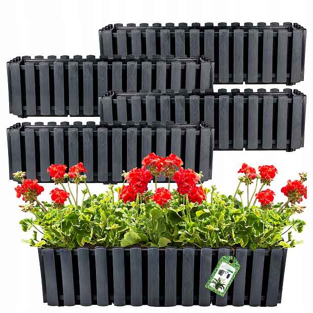 Set 4X Květináč Květináč Balkonový Truhlík Plot 58 cm
