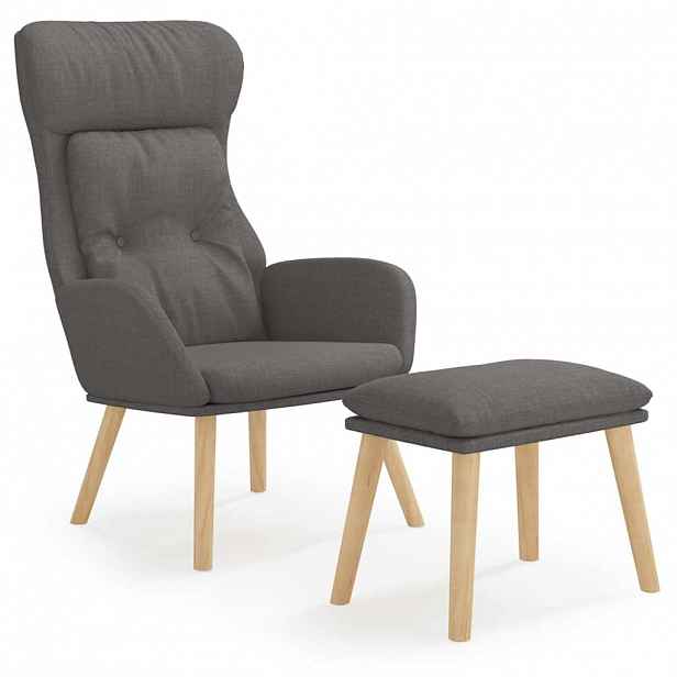 vidaXL Relaxační křeslo s podnožkou tmavě šedé textil