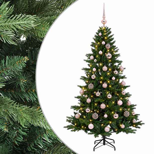 vidaXL Umělý vánoční stromek s vánočními koulemi 150 cm 150 LED