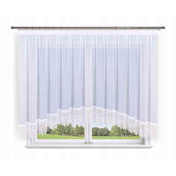Hotová záclona 500x120 oblouk, bílý voál guipure 30 cm