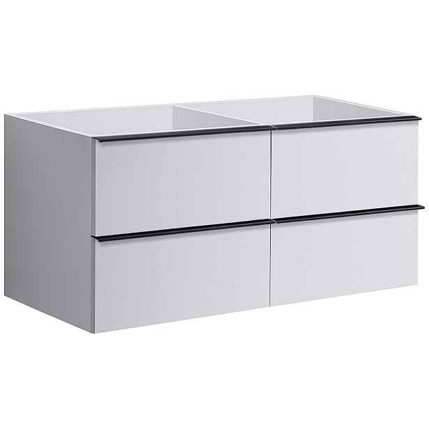 Koupelnová skříňka pod umyvadlo s úchytkou Velora - bílá matná, úchytka černá - 119x53x46,5 cm
