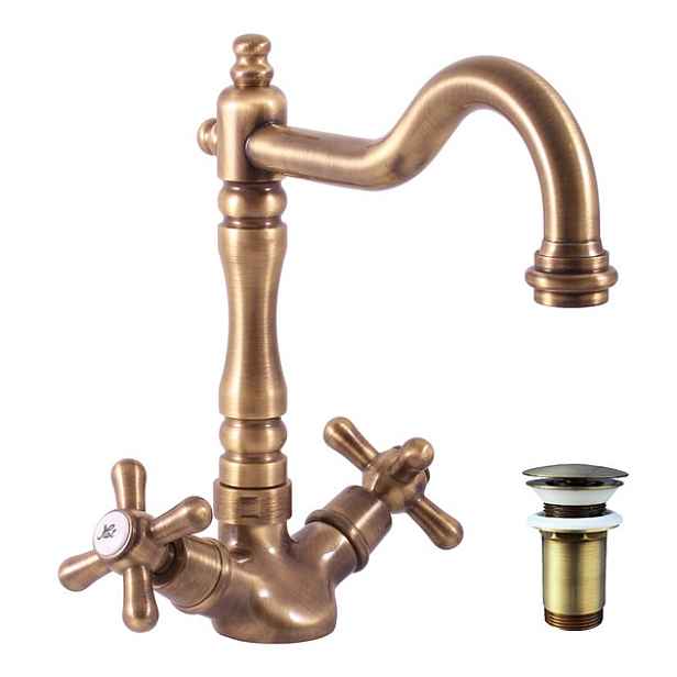 RAV Slezák Slezák Rav MORAVA Retro MK121.0/8SM umyvadová/dřezová baterie - STARÁ MOSAZ