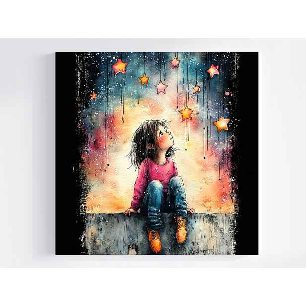 Obraz Na Plátně Canvas Dívka Nebe Hvězdy Sen Fantazie 50x50