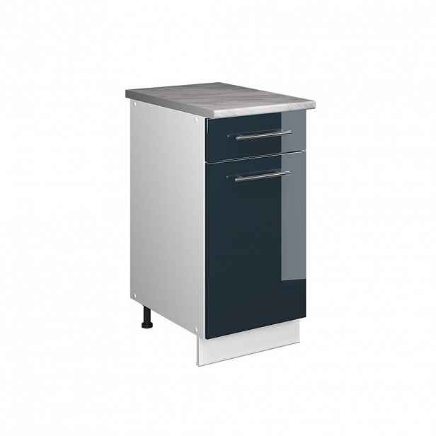 Vicco SPODNÍ SKŘÍŇKA PRO DŘEZ/VARNOU DESKU Fame-Line, Tmavě modrá s vysokým leskem/Bílá, 40 cm, PD Mramor