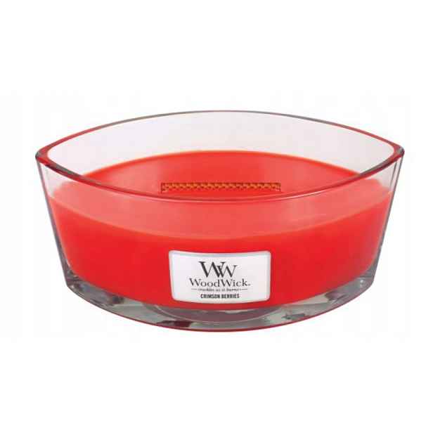 WoodWick Sójová vonná svíčka Crimson Berries Velká 453,6 Elipsa Loďka