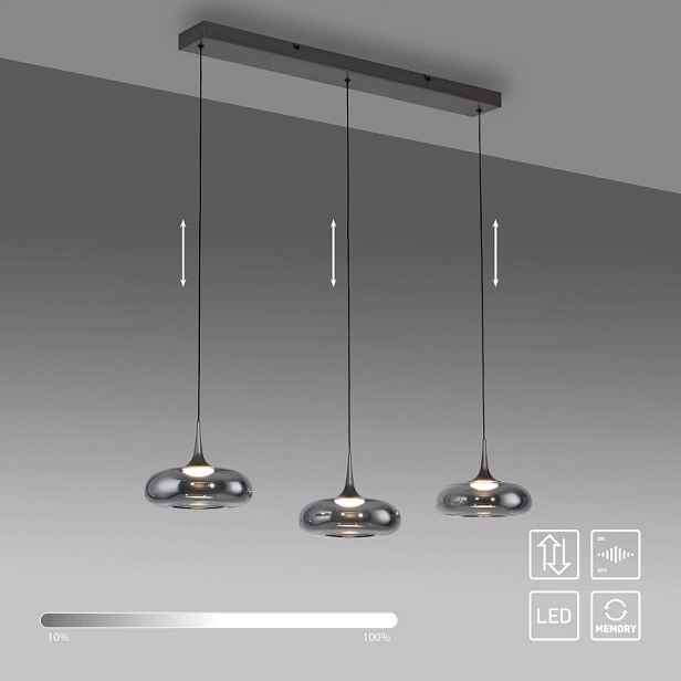 Závěsná lampa Paul Neuhaus Posh 3 body světla, integrovaný Led zdroj