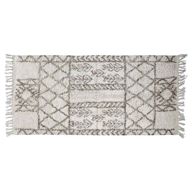 Béžový bavlněný koberec s ornamenty a třásněmi Morroccan - 150*70cm Chic Antique