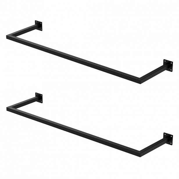 ML-DESIGN VĚŠÁK NA OBLEČENÍ, sada 2 ks, obdélníkový, výška 30 cm x šířka 110 cm, černý, z oceli
