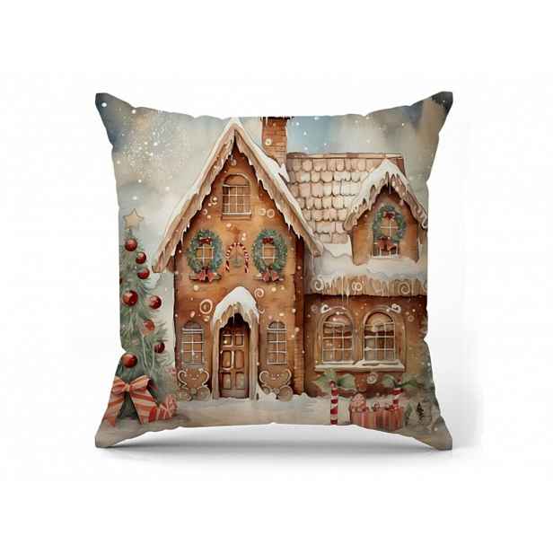 Vánoční povlak na polštář HOLIDAY HOUSE 45x45 cm, barevný
