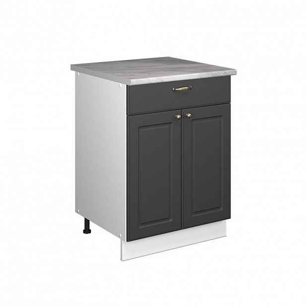 Vicco SPODNÍ SKŘÍŇKA PRO DŘEZ/VARNOU DESKU Fame-Line, Anthrazit-Gold Landhaus/Bílá, 60 cm se zásuvkou, PD Mramor