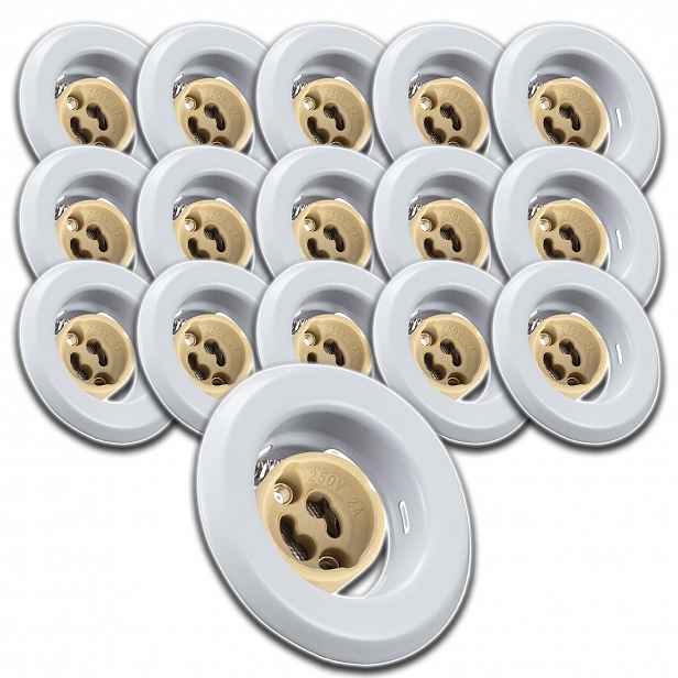16x Bílé Kulaté Stropní Svítidlo Halogen Zásuvka Konektor GU10 Pro Žárovku