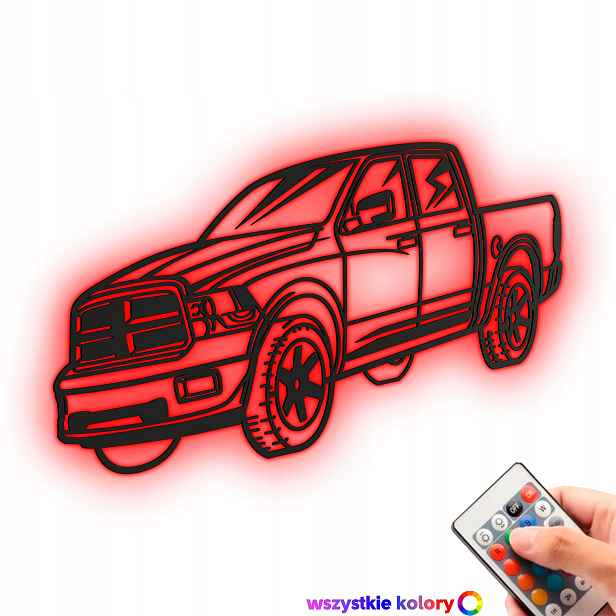 Dřevěný obraz Pickup Truck Nástěnná Dekorace Dárek Noční Lampa Led XL