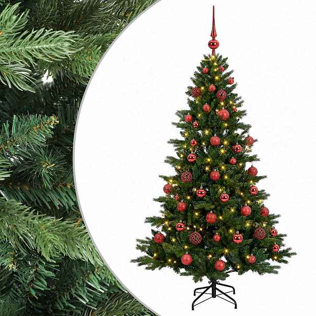 vidaXL Umělý vánoční stromek s vánočními koulemi 150 cm 150 LED
