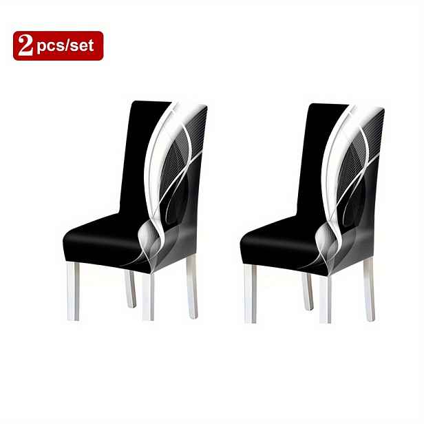 TEMU 2/4/6 ks Nové prémiové módní potahy na židle, černobílá kontrastní klasická elegantní minimalistická série, dekorativní potahy na jídelní židle,