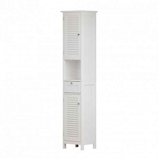 Vicco KOUPELNOVÁ SKŘÍŇKA Riad Bílá 32 x 170 cm s dvířky, zásuvkou a otevřeným prostorem