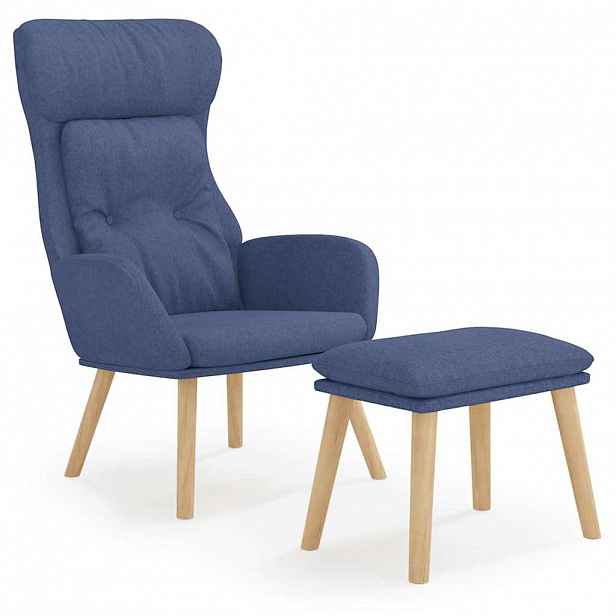 vidaXL Relaxační křeslo s podnožkou modré textil
