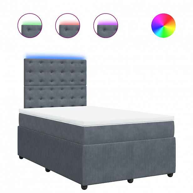 vidaXL Box spring postel s matrací tmavě šedý 120x190 cm samet