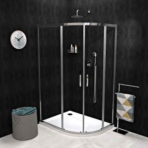 Gelco Sigma - Sprchový kout Simply čtyřdílný 100x80 cm, Coated Glass, lesklý hliník/čiré sklo GS1080