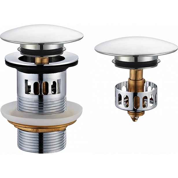 JB Sanitary Umyvadlová výpusť 5/4" s přepadem, velká zátka, chrom VK03