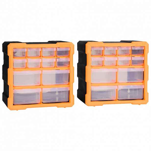 vidaXL Organizéry s 12 zásuvkami 2 ks 26,5 x 16 x 26 cm