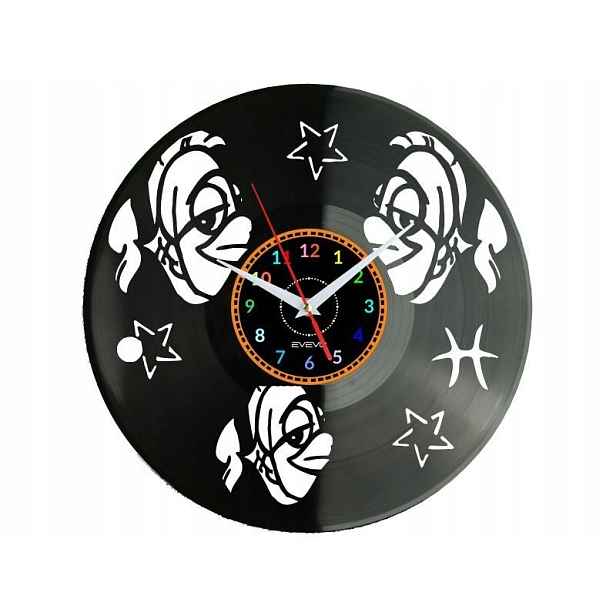 Rybičky Dárek Originální dekorace do domu Hodiny z vinylové desky