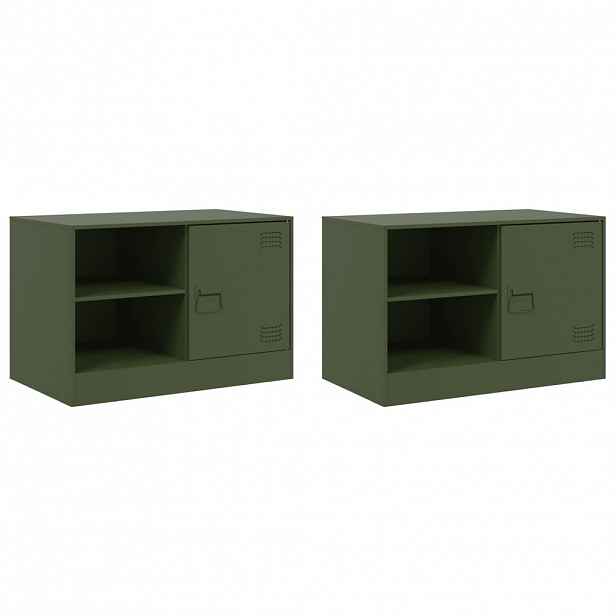 vidaXL TV skříňky 2 ks olivově zelené 67 x 39 x 44 cm ocel