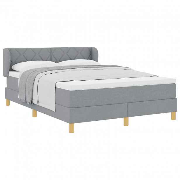 vidaXL Postel s boxspringem s čelo Světle šedá 140 x 190 cm textil