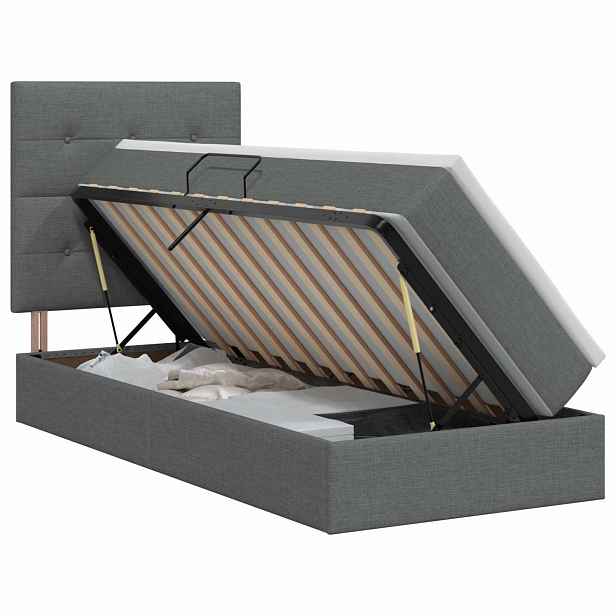 vidaXL Postel s úložným prostorem a matrací Tmavě šedá 100 x 200 cm