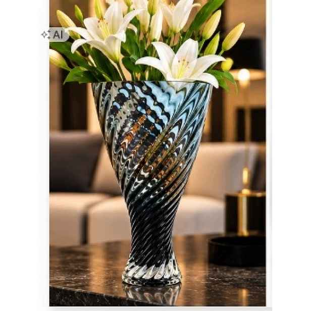 spirálový kroucený azon, ručně tvarovaný 42 cm Krosno Glass v